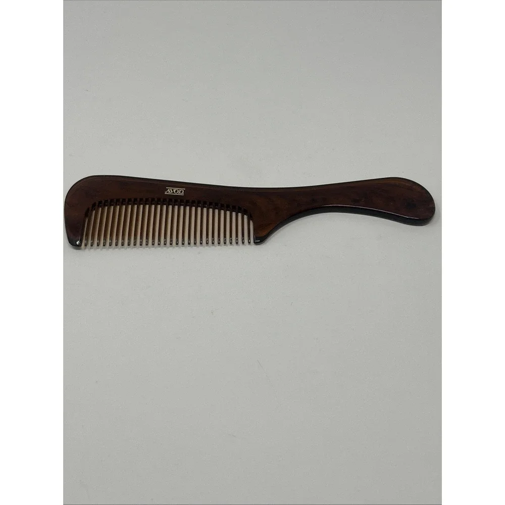 Vintage Avon Cambridge Collection Handled Tortoise Comb In Box 1981